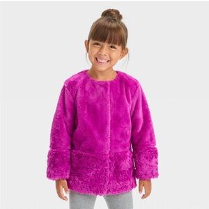 Cat & Jack magenta faux fur coat - 3T